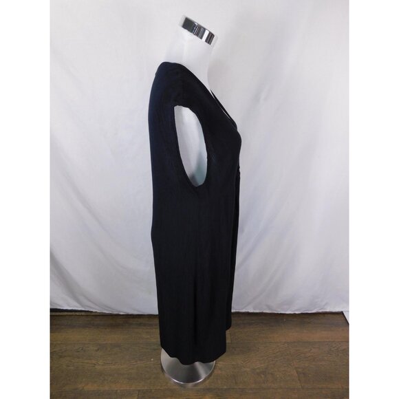 Kona Sol Black Crinkle Rayon Midi Cover-Up L - Deep V Swim Dress - Excell - Picture 7 of 11